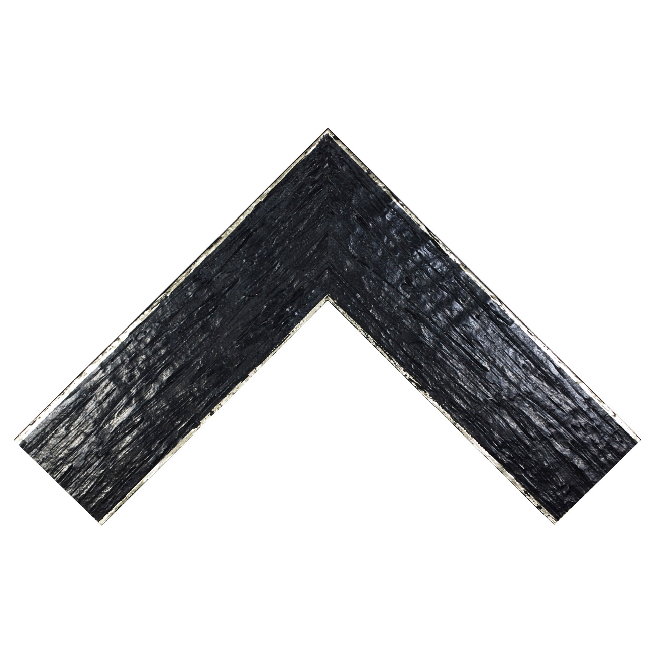 Baguette bois profil plat largeur 9.6cm couleur noir filet argent chaud sur les bords antique