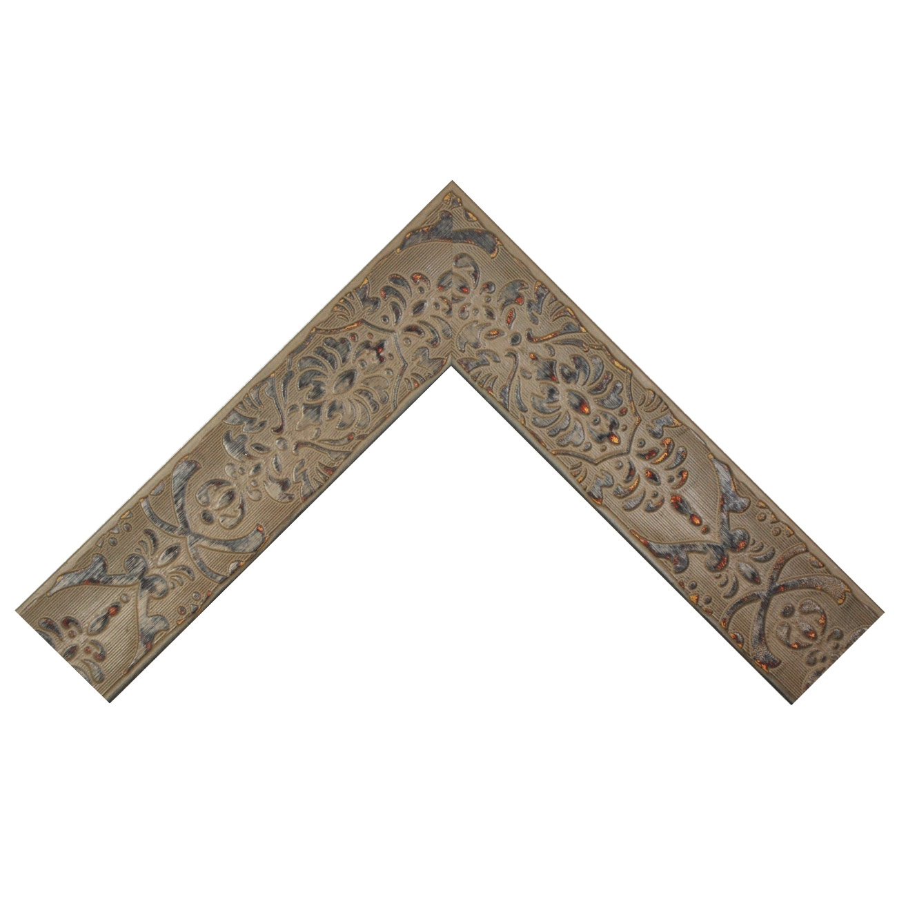 Baguette bois profil plat largeur 7.5cm couleur terre décapé décor frise en relief