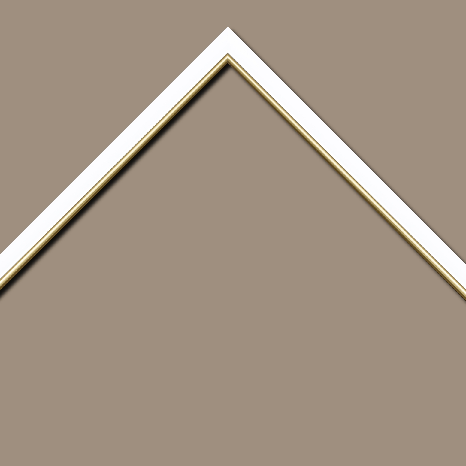 Baguette bois profil arrondi largeur 2.1cm couleur blanc mat filet or