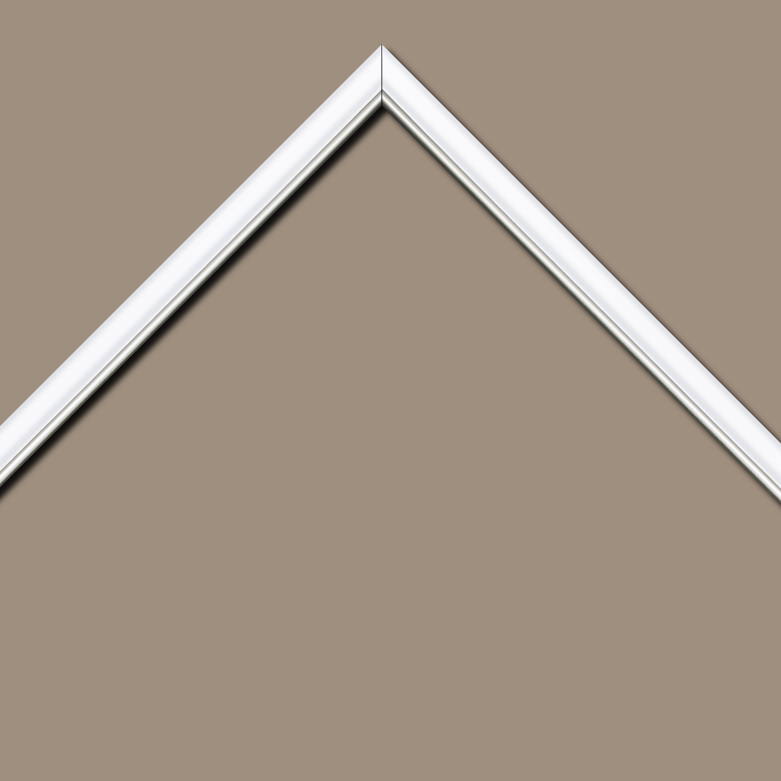 Baguette bois profil arrondi largeur 2.1cm couleur blanc mat filet argent