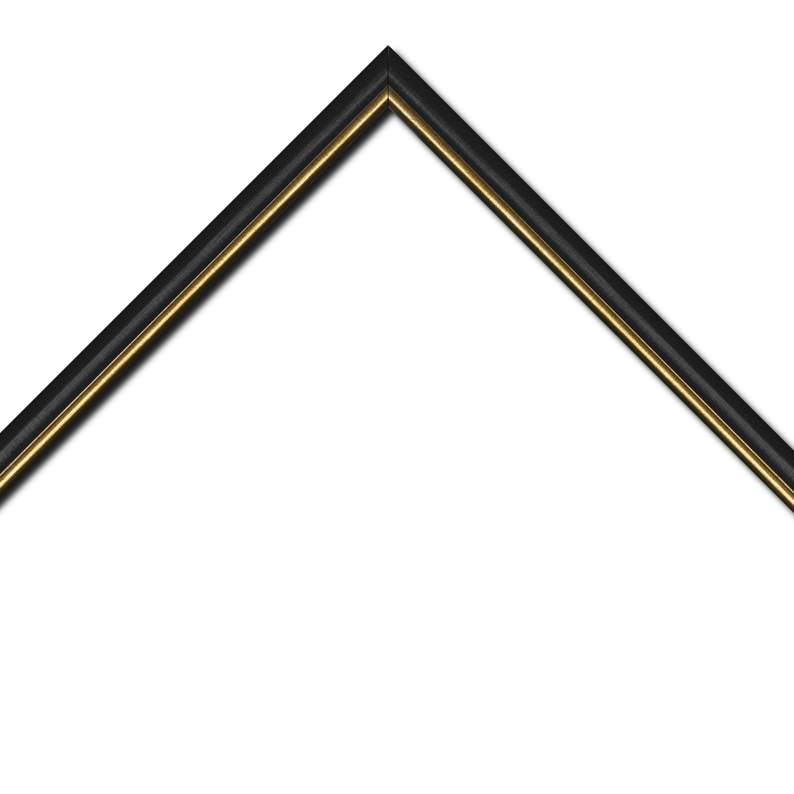 Baguette bois profil arrondi largeur 2.1cm couleur noir mat filet or