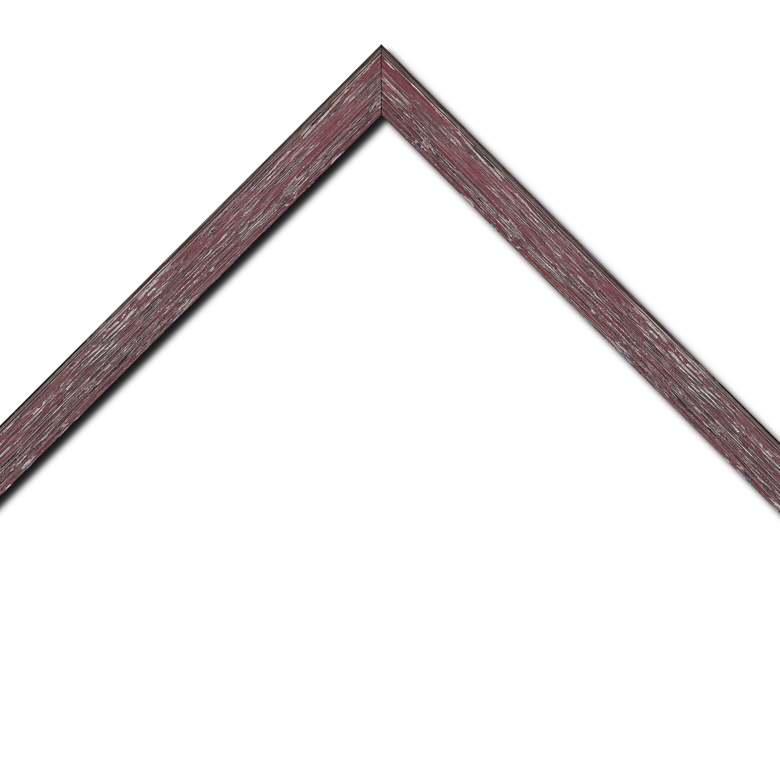 Baguette bois profil arrondi en pente plongeant largeur 2.4cm couleur framboise finition veinée, reflet argenté