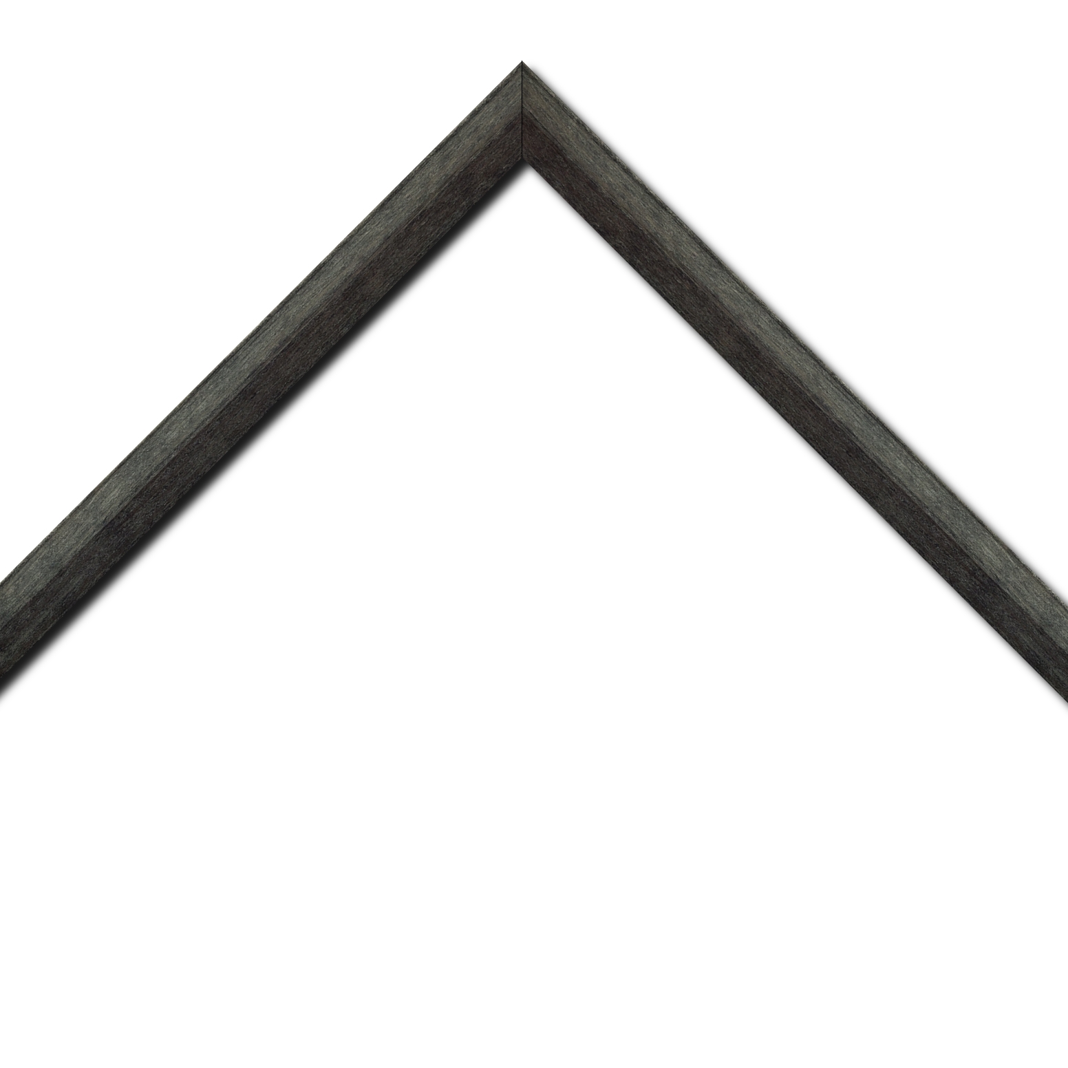 Baguette bois profil arrondi en pente plongeant largeur 2.4cm couleur  gris foncé anthracite finition vernis brillant,veine du bois  apparent (pin) ,