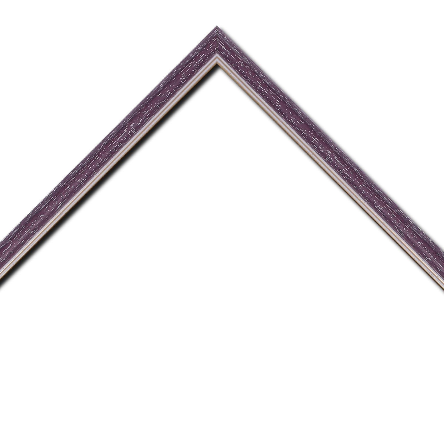 Baguette bois profil doucine inversée largeur 2.3cm cassis cérusé double filet or