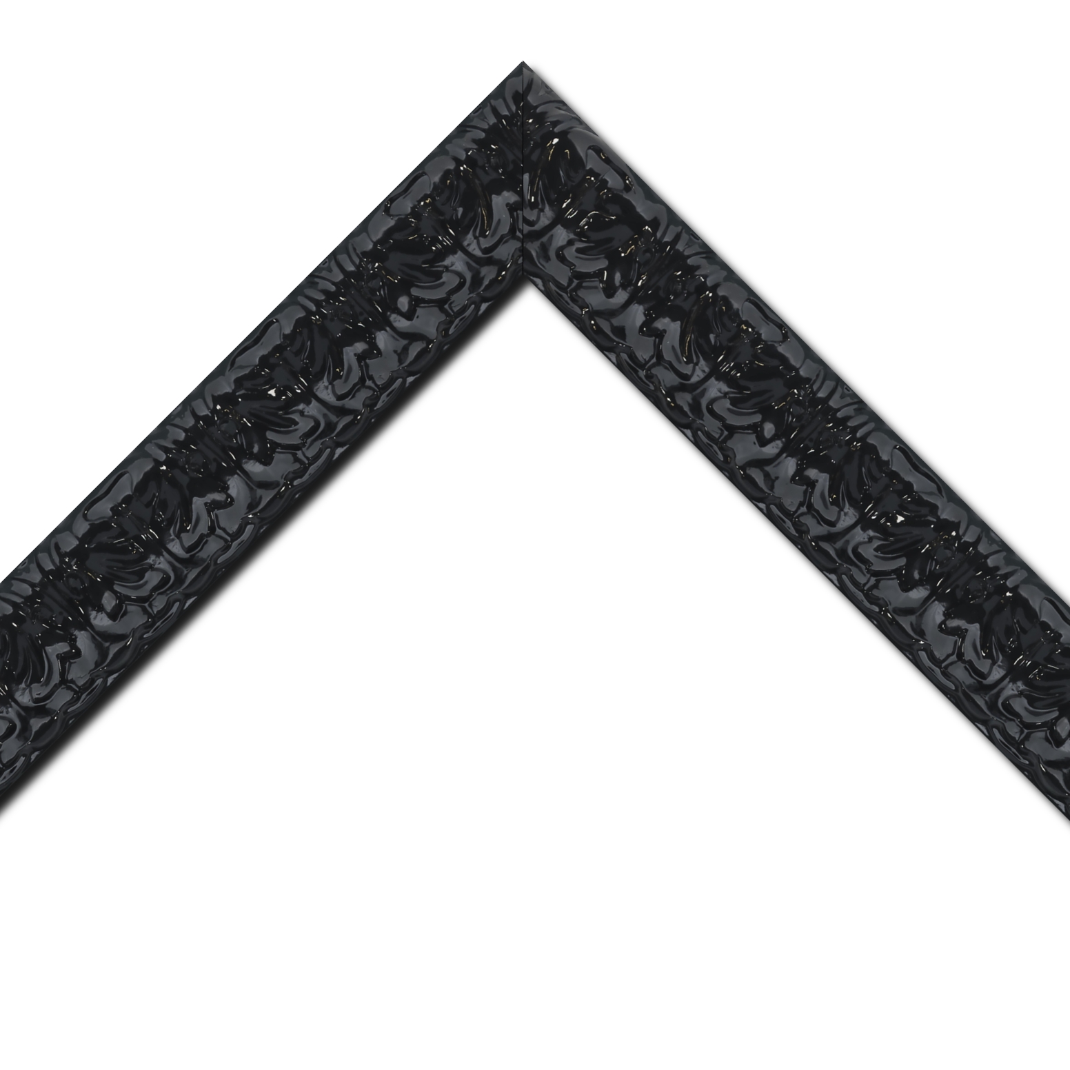 Baguette bois profil incurvé largeur 5.3cm couleur noir laqué style baroque