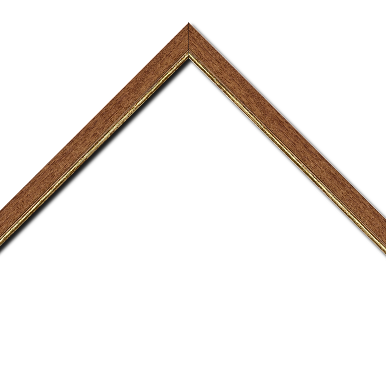 Baguette bois profil plat largeur 2.5cm couleur marron ton bois filet or