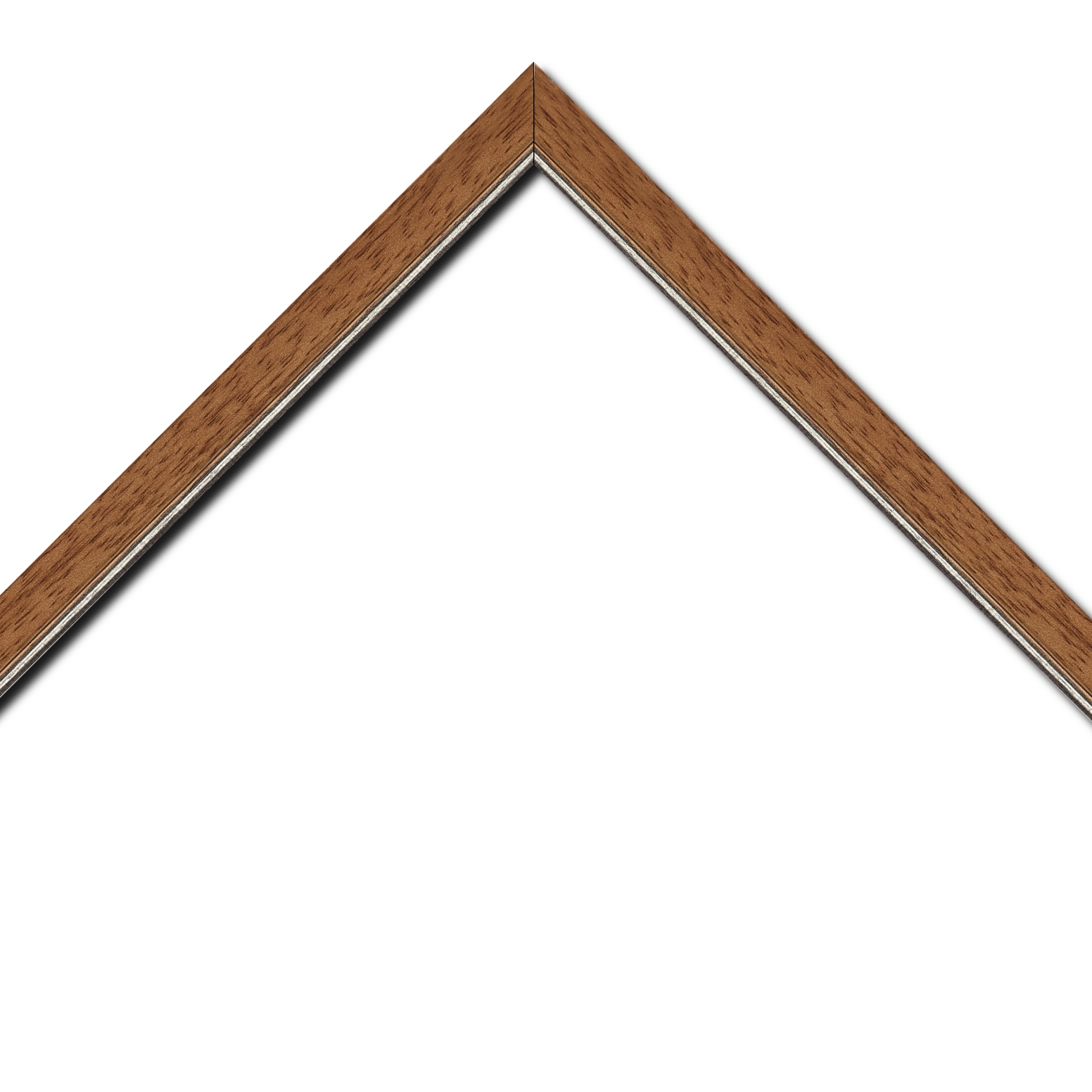 Baguette bois profil plat largeur 2.5cm couleur marron ton bois filet argent