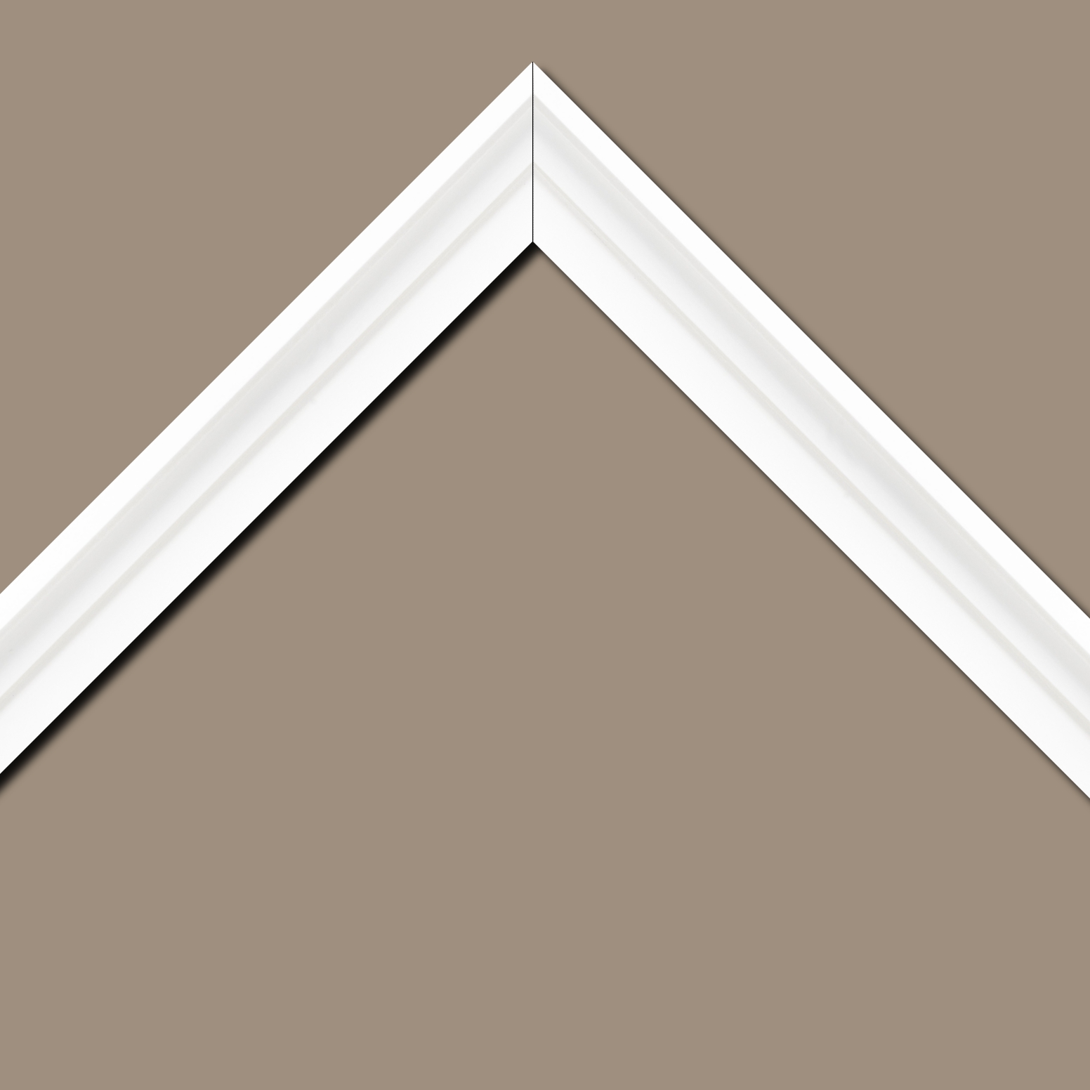 Baguette bois caisse américaine profil escalier largeur 4.4cm blanc mat  (spécialement conçu pour les châssis d'une épaisseur jusqu’à 2.5cm )