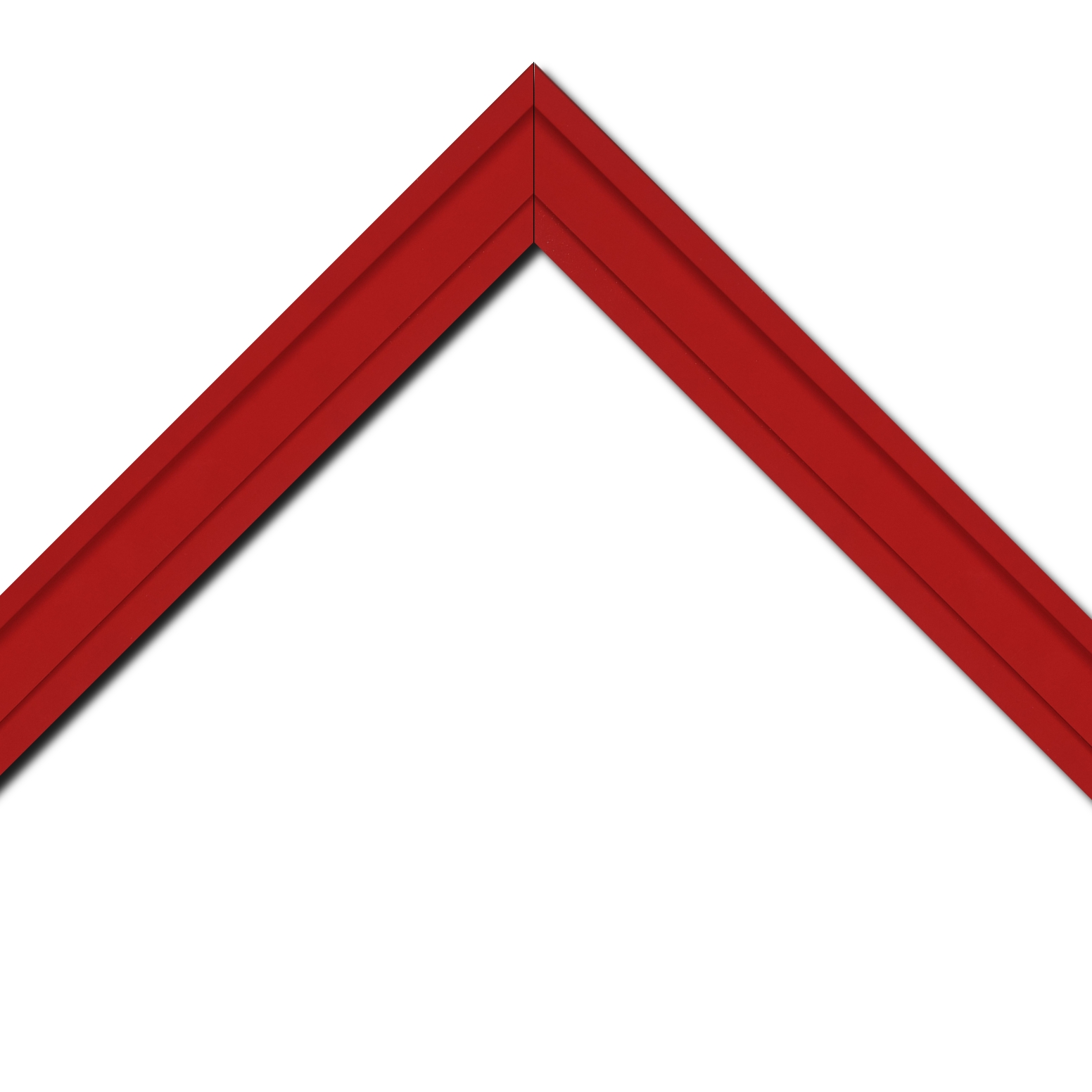 Baguette bois caisse américaine profil escalier largeur 4.4cm rouge ferrari mat   (spécialement conçu pour les châssis d'une épaisseur jusqu’à 2.5cm )