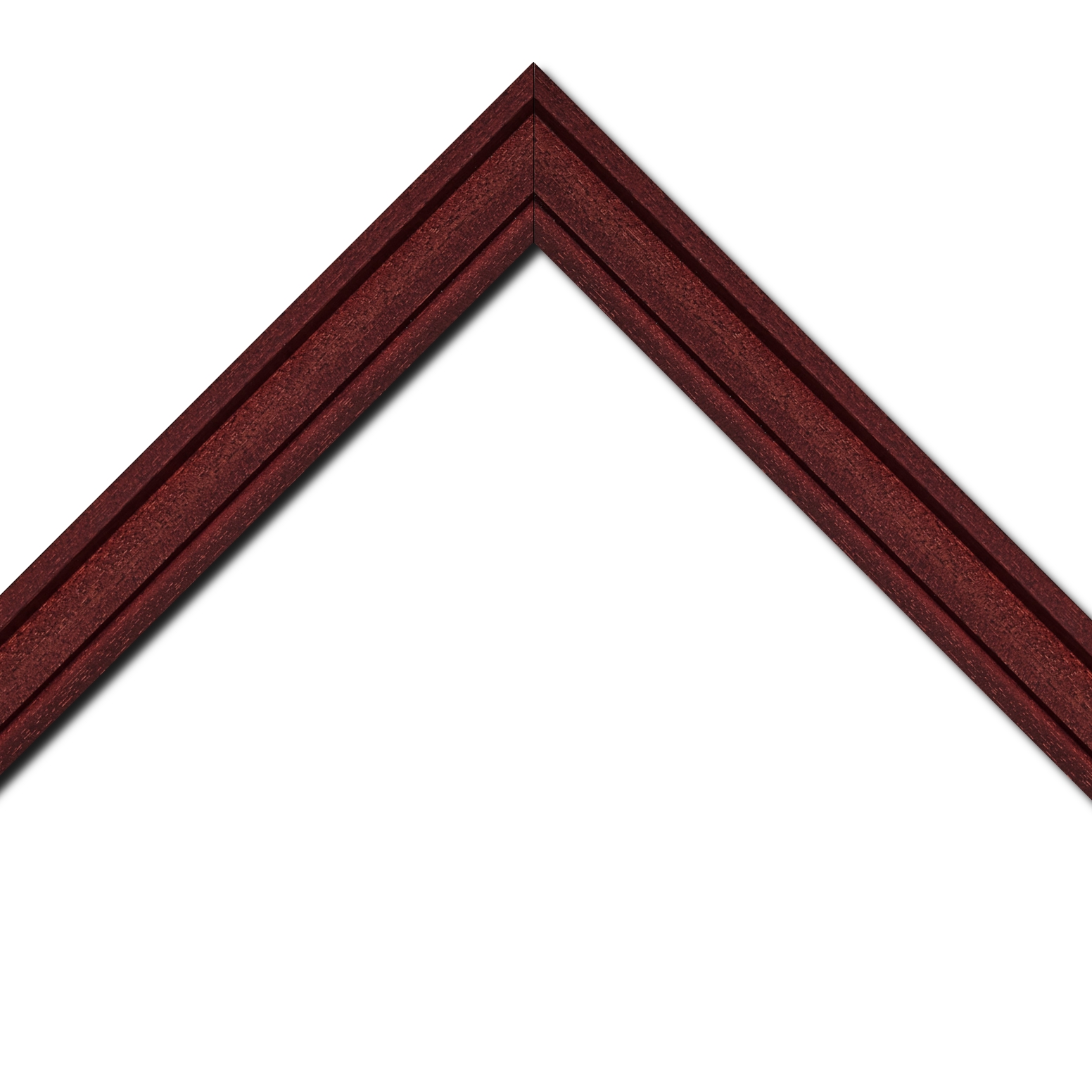 Baguette bois caisse américaine profil escalier largeur 4.4cm bordeaux satiné (spécialement conçu pour les châssis d'une épaisseur jusqu’à 2.5cm )