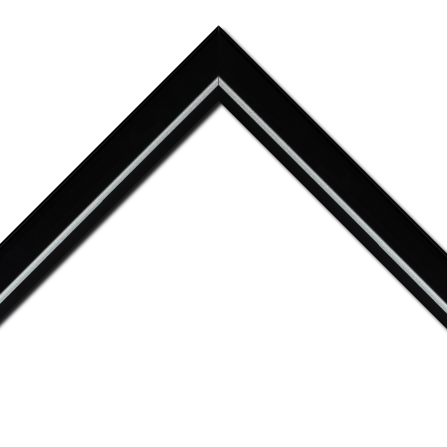 Baguette bois profil pente largeur 4.5cm de couleur noir mat filet argent
