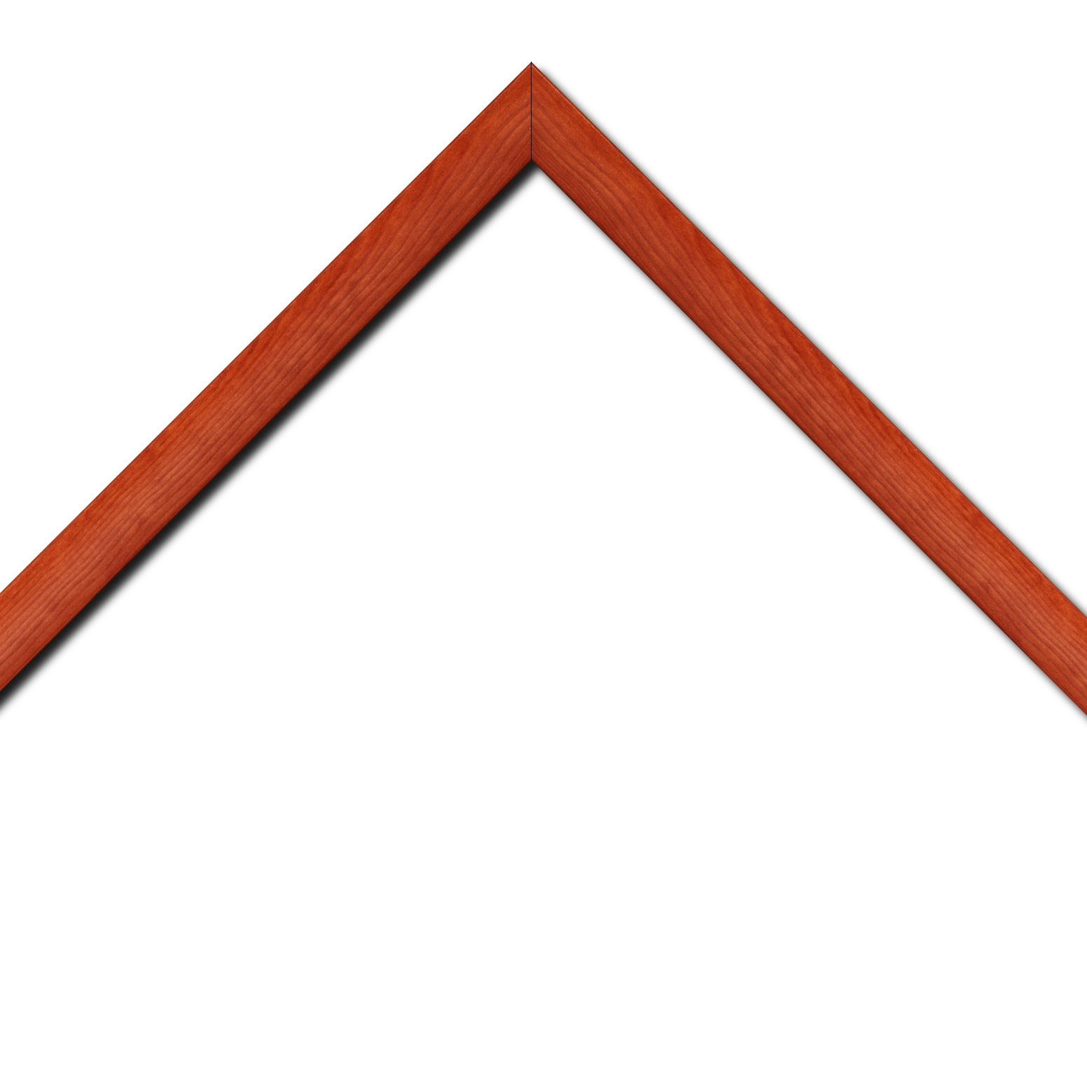 Baguette bois profil arrondi en pente plongeant largeur 2.4cm couleur orange finition vernis brillant,veine du bois  apparent (pin) ,