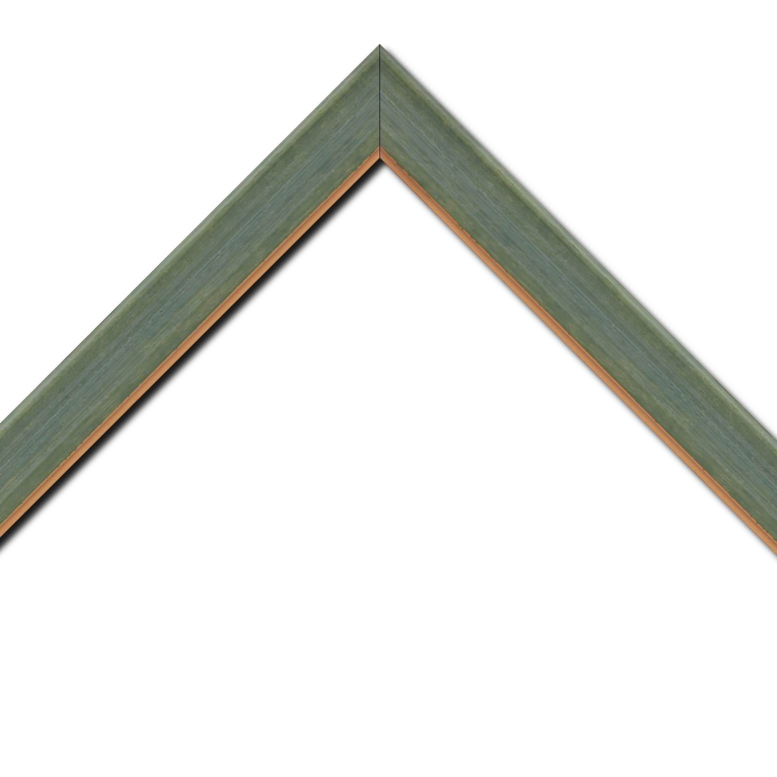 Baguette bois profil incurvé largeur 3.9cm couleur vert amande satiné filet or