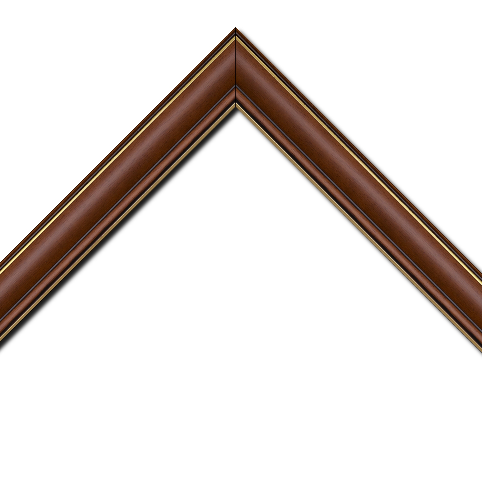 Baguette bois profil doucine inversée largeur 4.4cm  marron rustique filet or