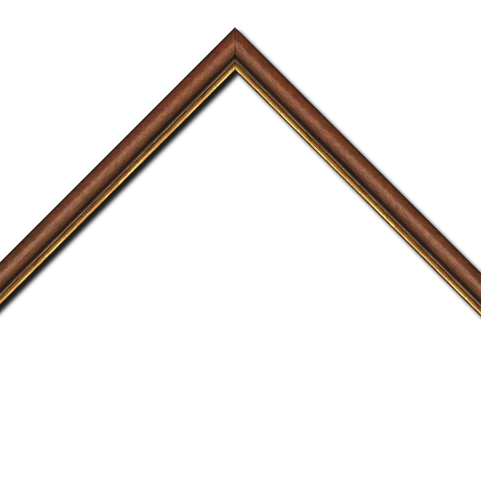 Baguette bois profil arrondi largeur 2.4cm couleur marron rustique filet or