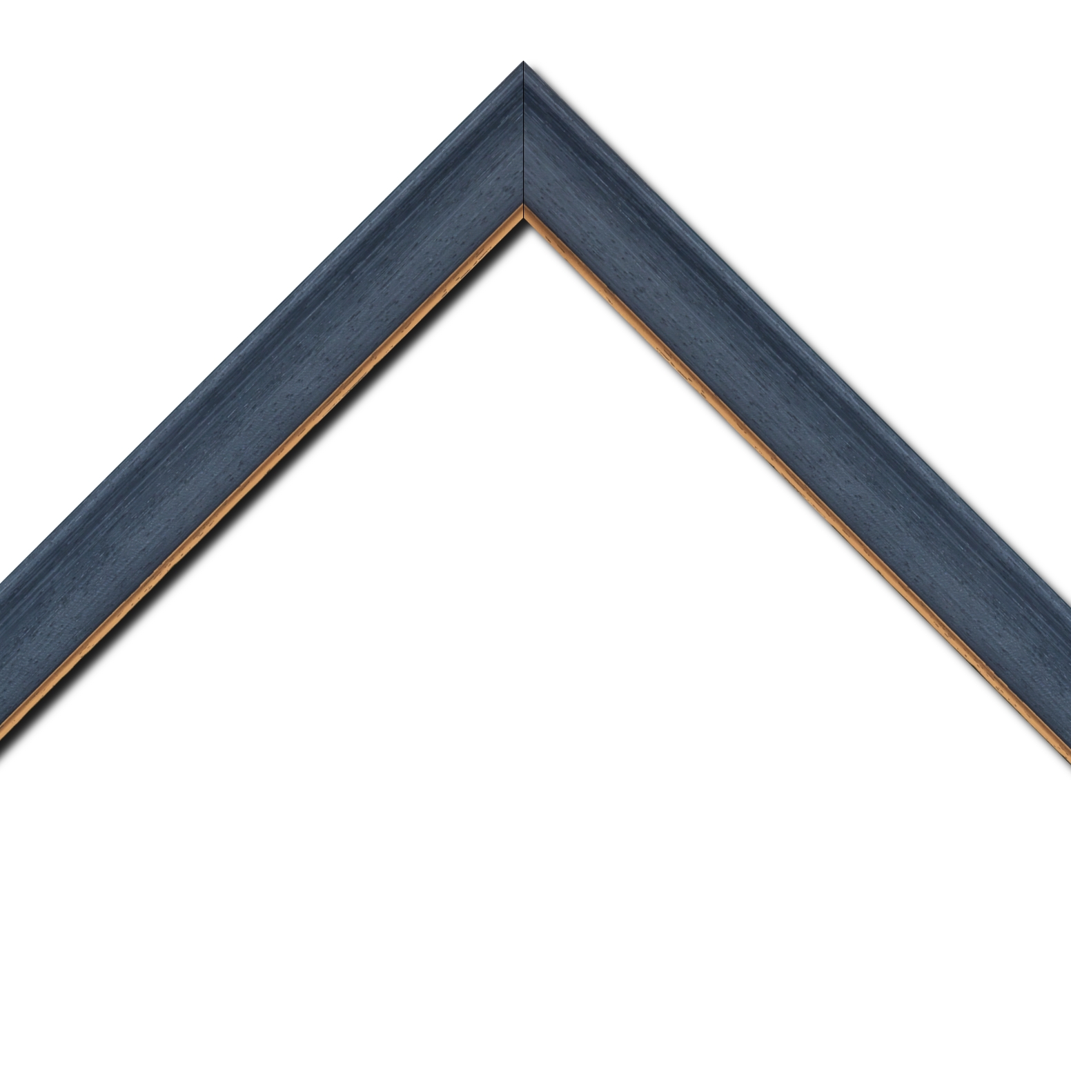 Baguette bois profil incurvé largeur 3.9cm couleur bleu pétrole  satiné filet or