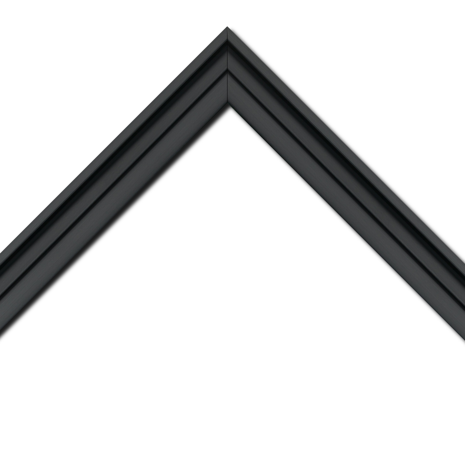 Baguette bois caisse américaine profil escalier largeur 4.4cm noir mat   (spécialement conçu pour les châssis d'une épaisseur jusqu’à 2.5cm )