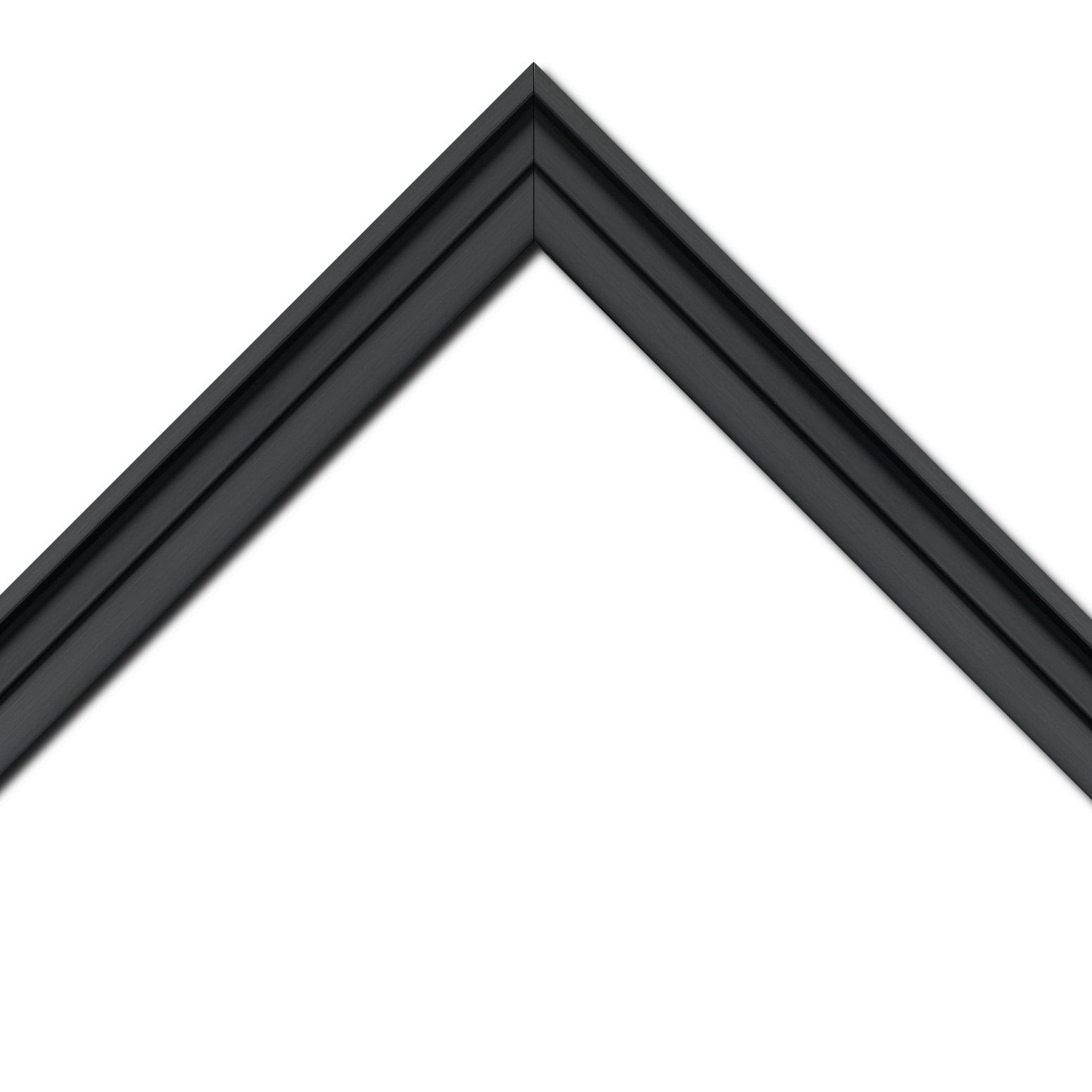 Baguette bois caisse américaine profil escalier largeur 4.4cm noir mat   (spécialement conçu pour les châssis d'une épaisseur jusqu’à 2.5cm )