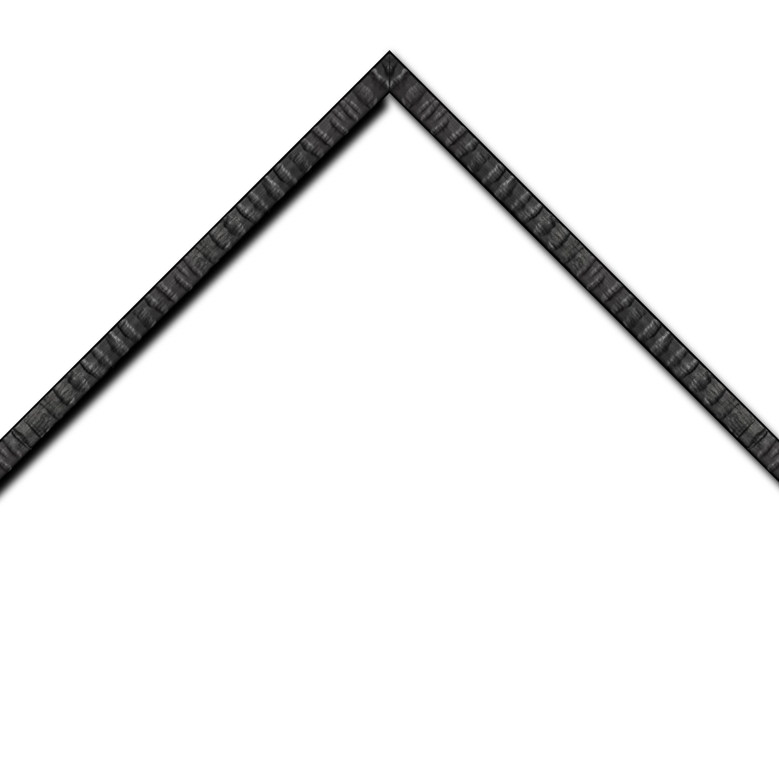 Baguette bois profil plat effet cube largeur 1.6cm couleur noir effet cannelé