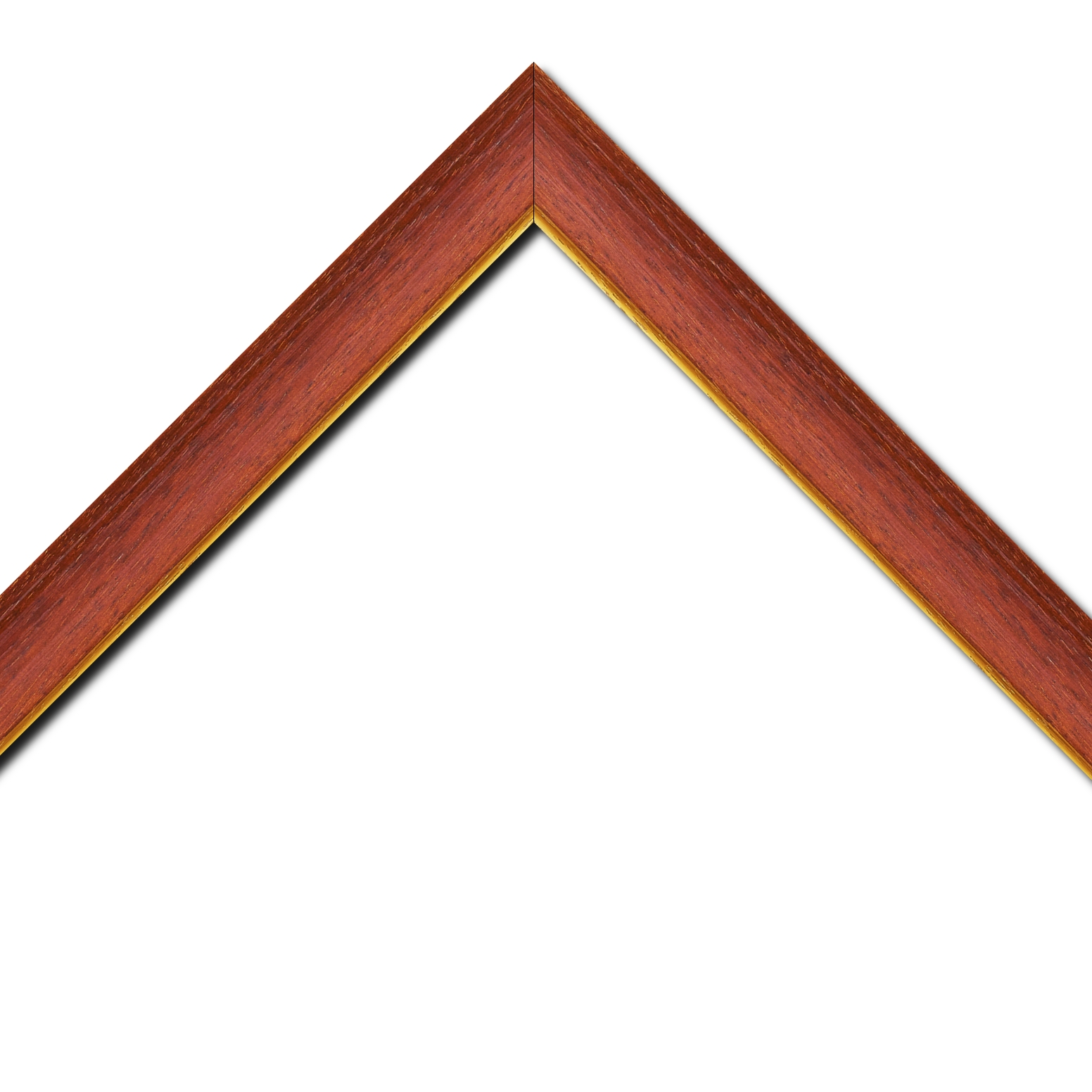 Baguette bois profil incurvé largeur 3.9cm couleur rouge cerise satiné filet or