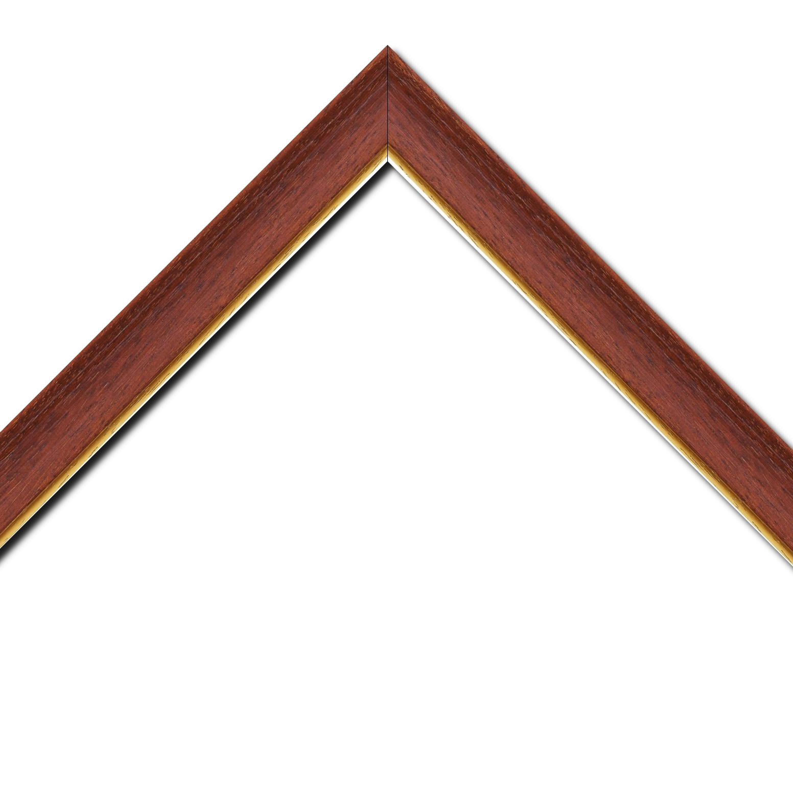 Baguette bois profil incurvé largeur 3.9cm couleur acajou satiné filet or