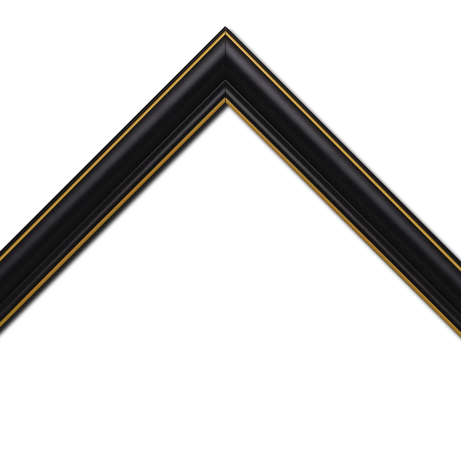 Baguette bois profil doucine inversée largeur 4.4cm  couleur noire satiné filet or