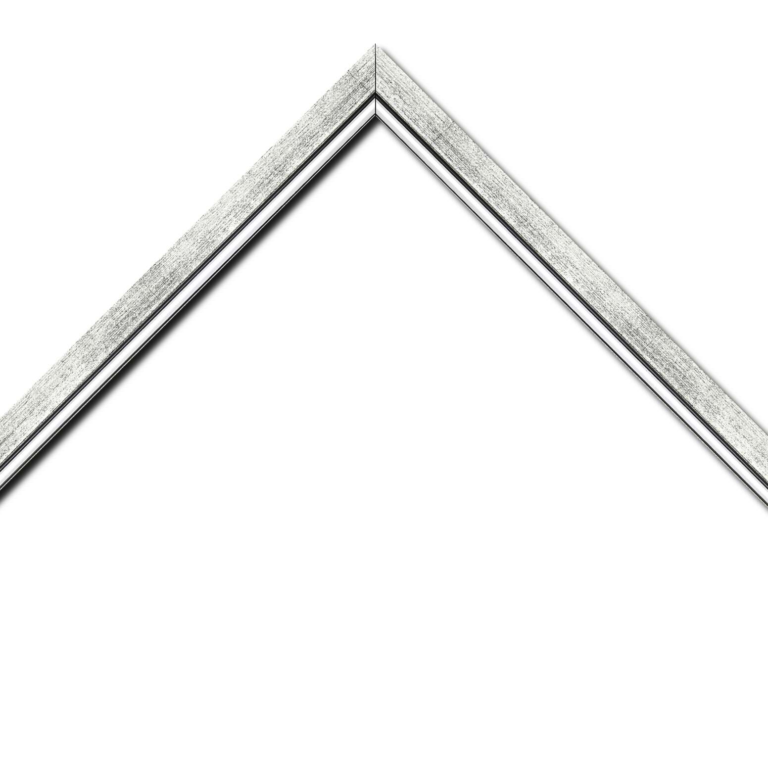 Baguette bois profil plat largeur 2.5cm couleur argent chaud filet argent froid surligné noir