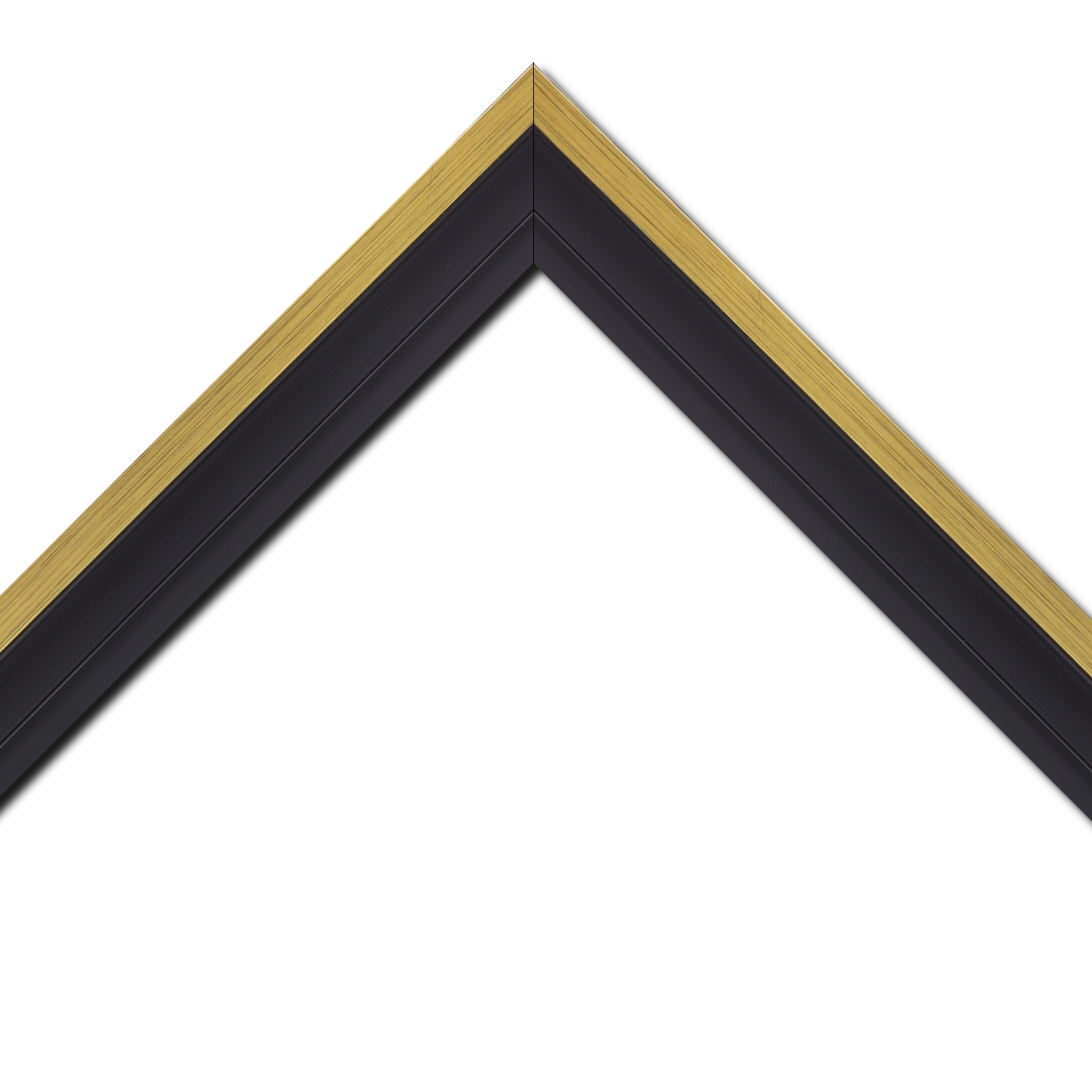 Baguette bois caisse américaine xl profil escalier largeur 4.9cm noir mat  filet or (spécialement conçu pour les châssis 3d d'une épaisseur de 3 à 4cm)