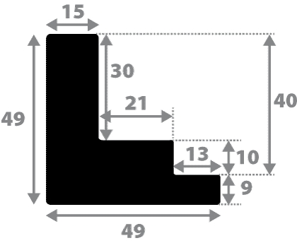 Caisse bois caisse américaine xl profil escalier largeur 4.9cm noir mat  filet or (spécialement conçu pour les châssis 3d d'une épaisseur de 3 à 4cm) - 18x24