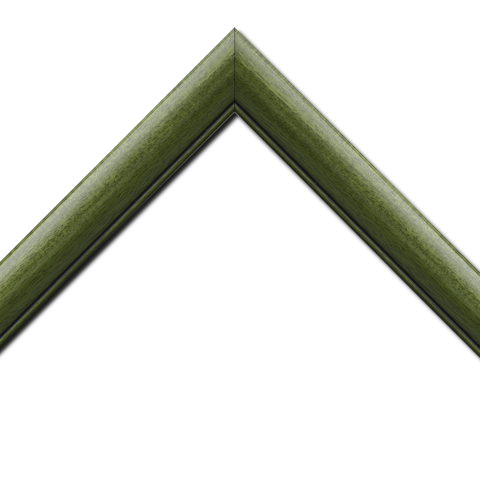 Baguette bois profil arrondi largeur 4.7cm couleur vert sapin satiné rehaussé d'un filet noir