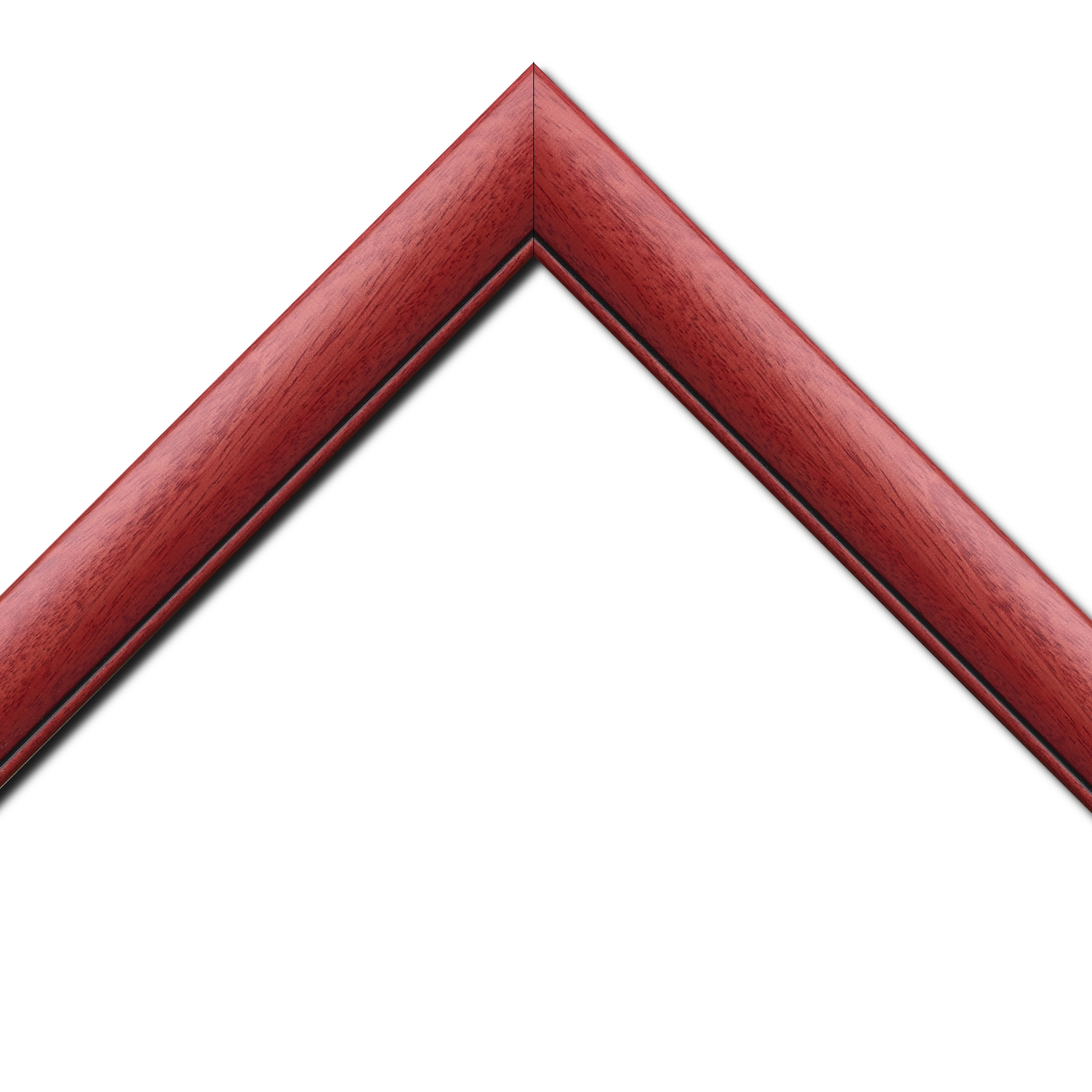 Baguette bois profil arrondi largeur 4.7cm couleur rouge cerise satiné rehaussé d'un filet noir