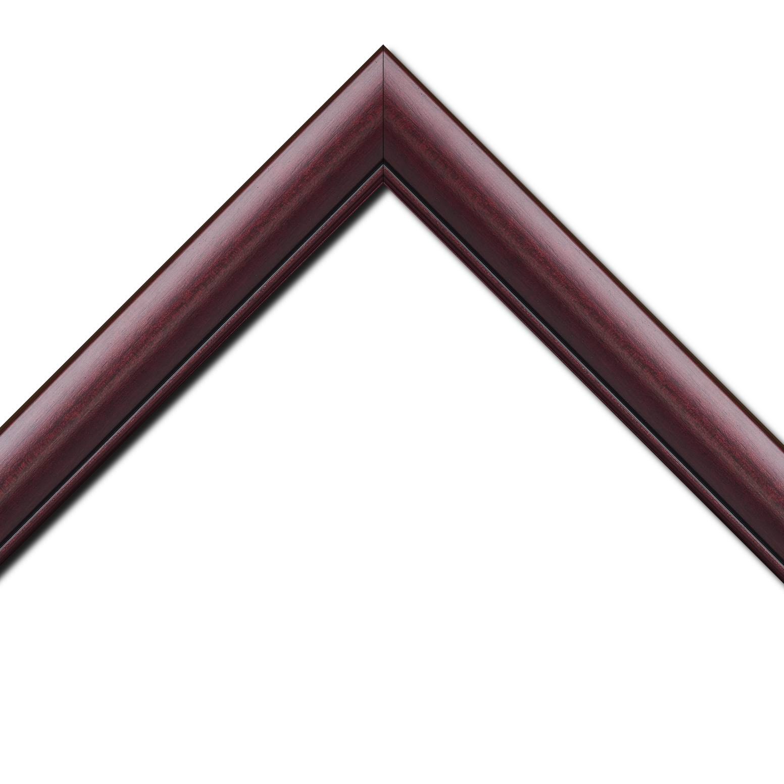 Baguette bois profil arrondi largeur 4.7cm couleur bordeaux lie de vin satiné rehaussé d'un filet noir