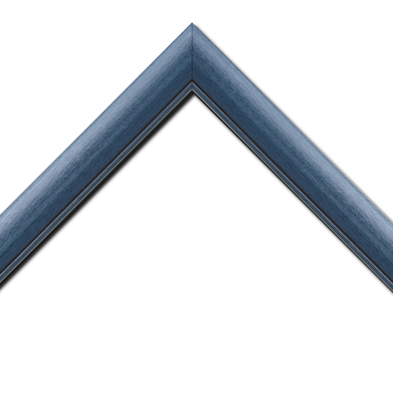 Baguette bois profil arrondi largeur 4.7cm couleur bleu cobalt satiné rehaussé d'un filet noir