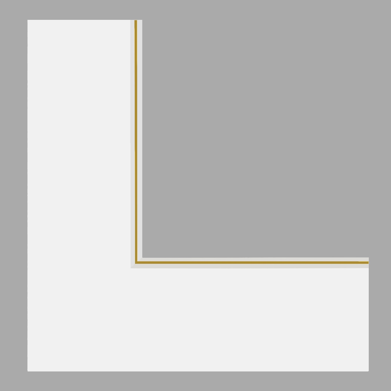 Passe double passe-partout blanc cassé, filet or, âme blanche (2x1,4mm d'épaisseur, ph neutre) - 30x30