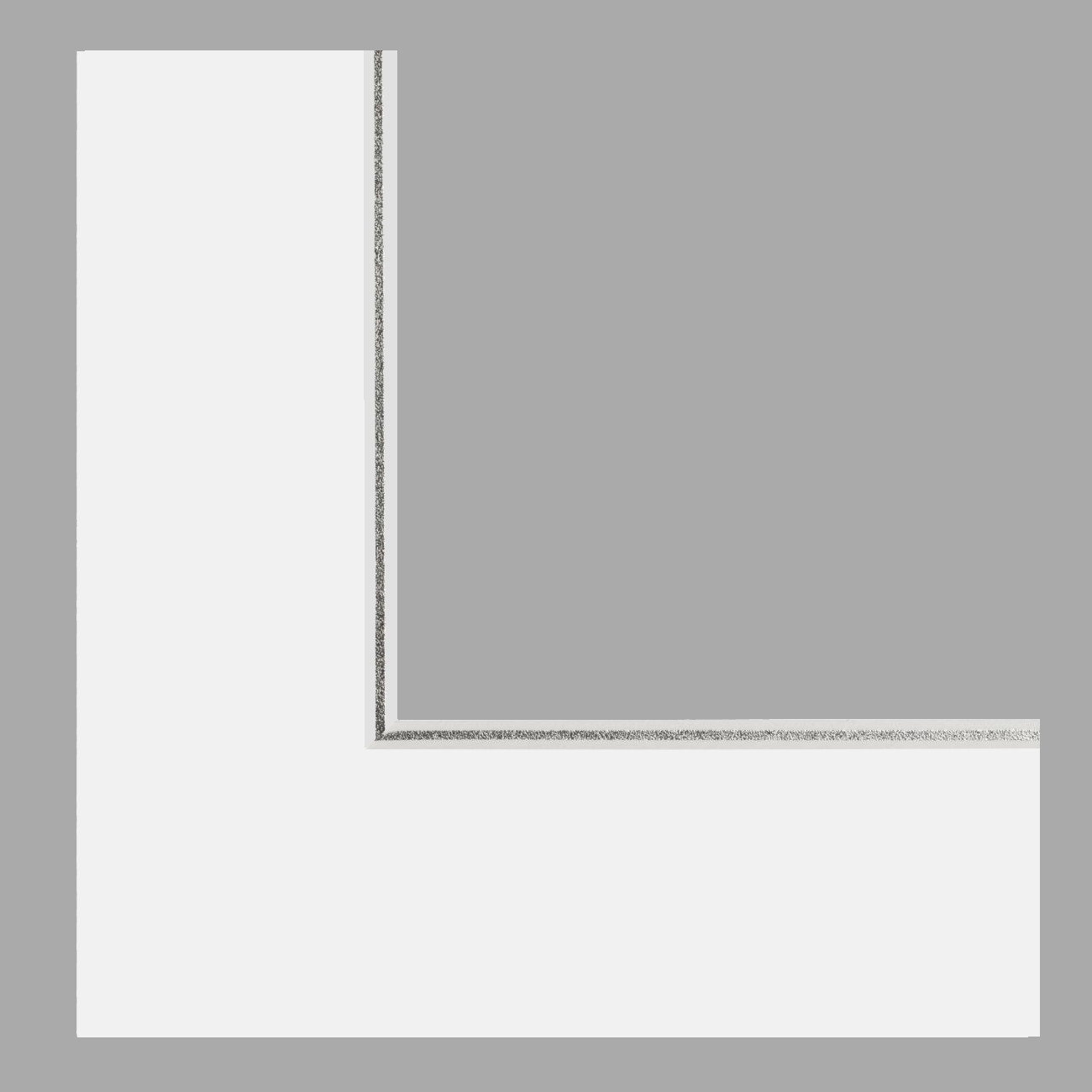 Passe double passe-partout blanc cassé, filet argent, âme blanche (2x1,4mm d'épaisseur, ph neutre) - 30x30