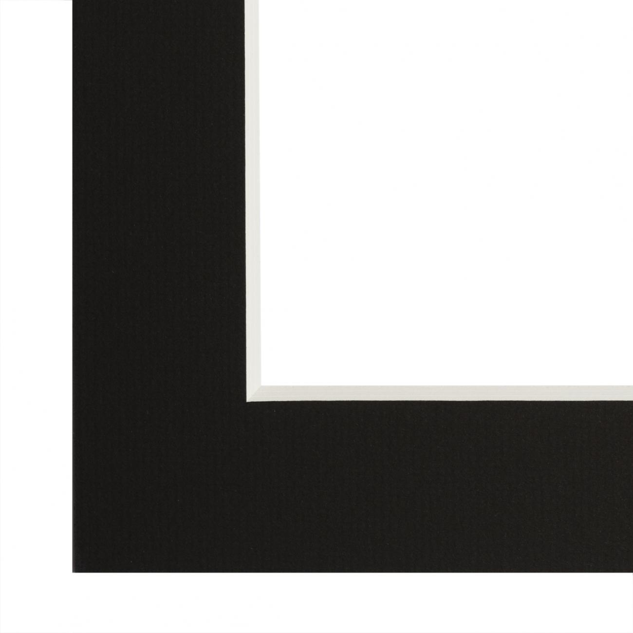 Passe passe-partout noir, âme blanche (3,3mm d'épaisseur, ph neutre) - 30x30