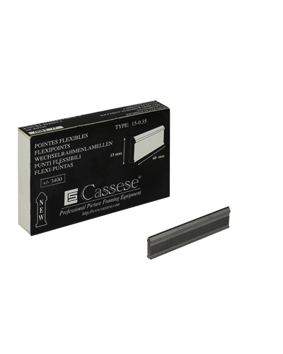  boite de 3400 pointes flexibles noires longueur 15mm épaisseur 0.35mm : se glissent dans le pistolet portant la référence pis.15