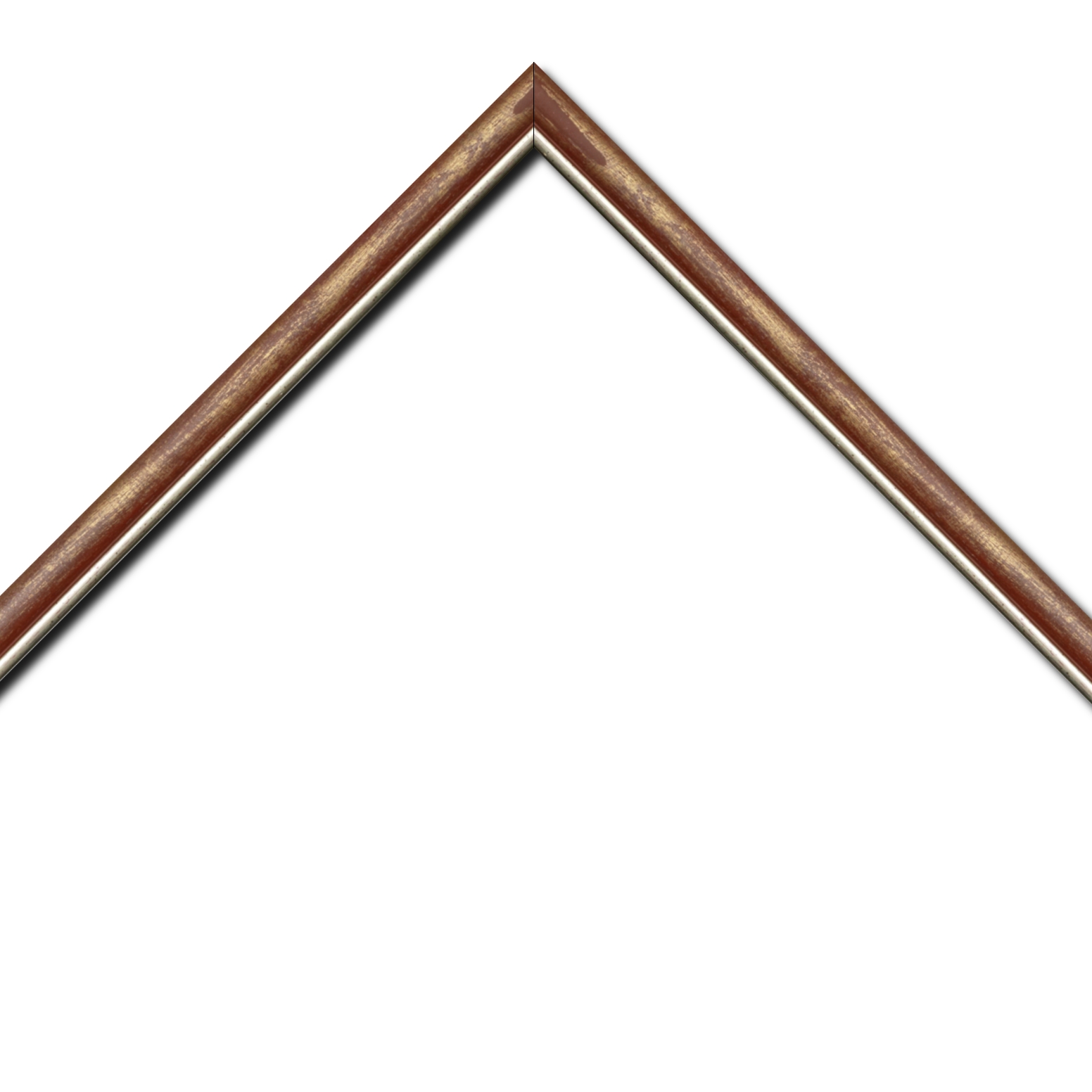 Baguette bois profil arrondi largeur 2.1cm  couleur bordeaux fond or filet argent chaud