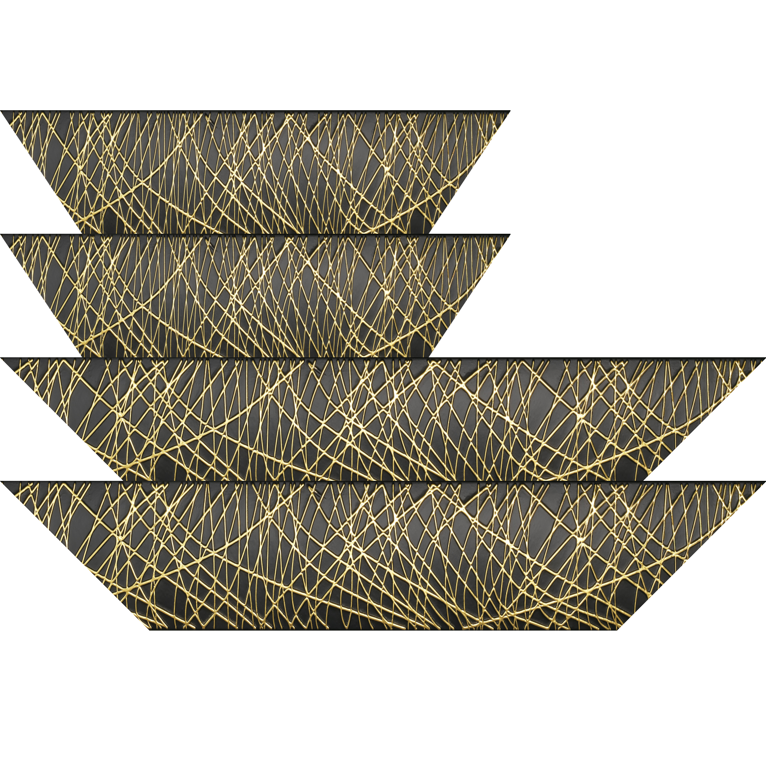 Baguette bois profil arrondi méplat largeur 9.9cm couleur noir satiné trait or en relief - 59.4x84.1