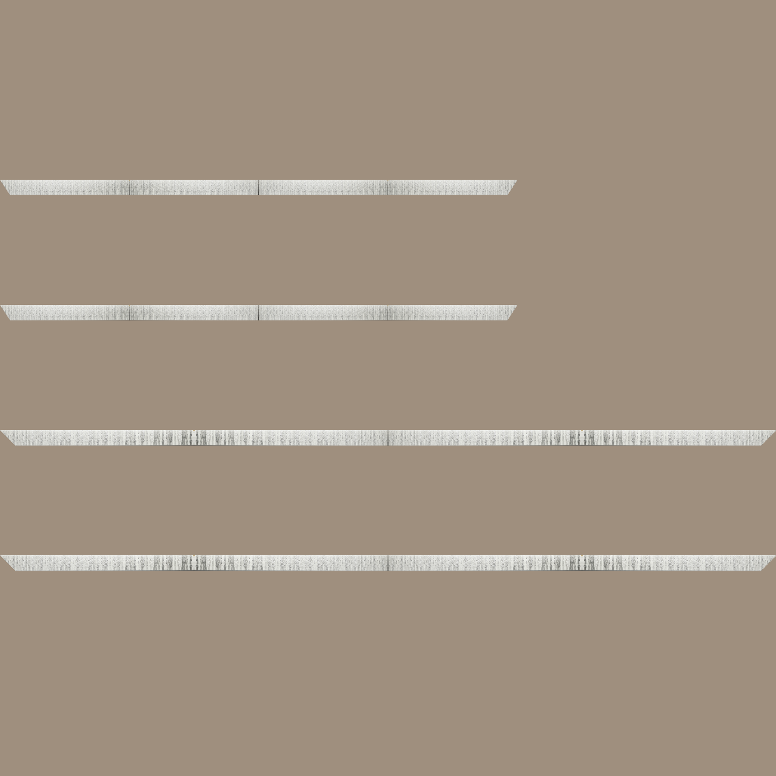 Baguette bois profil plat largeur 10.5cm couleur blanc mat strié argent chromé en relief - 59.4x84.1