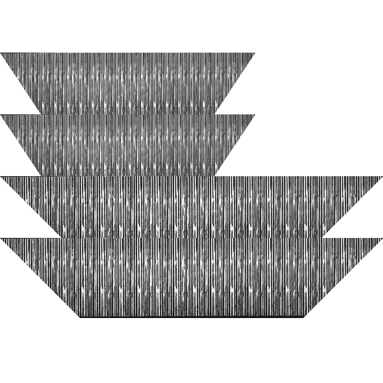 Baguette bois profil plat largeur 10.5cm couleur noir mat strié argent chromé en relief - 59.4x84.1