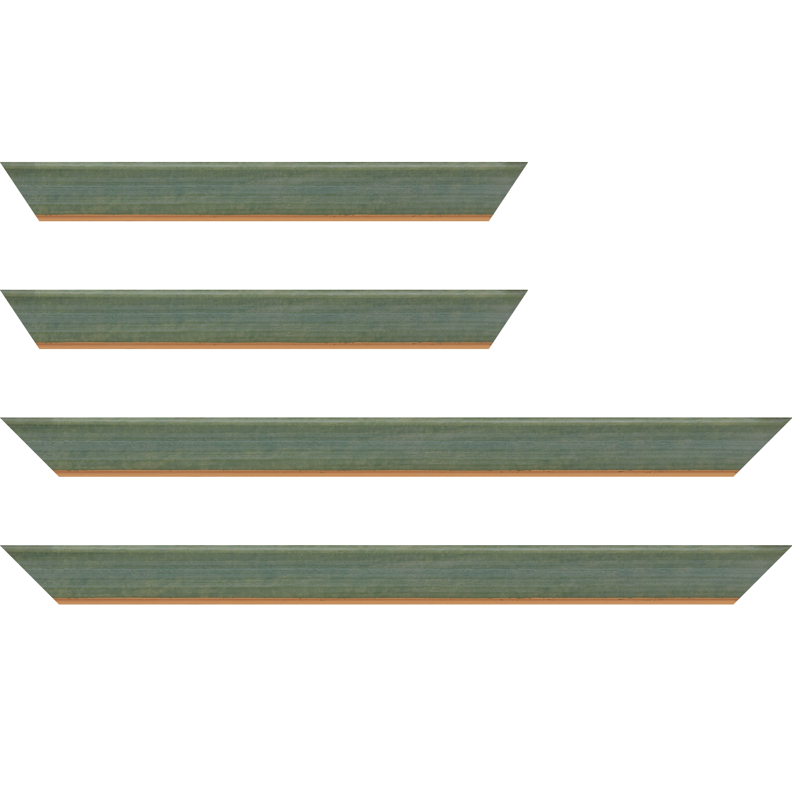 Baguette bois profil incurvé largeur 3.9cm couleur vert amande satiné filet or - 59.4x84.1