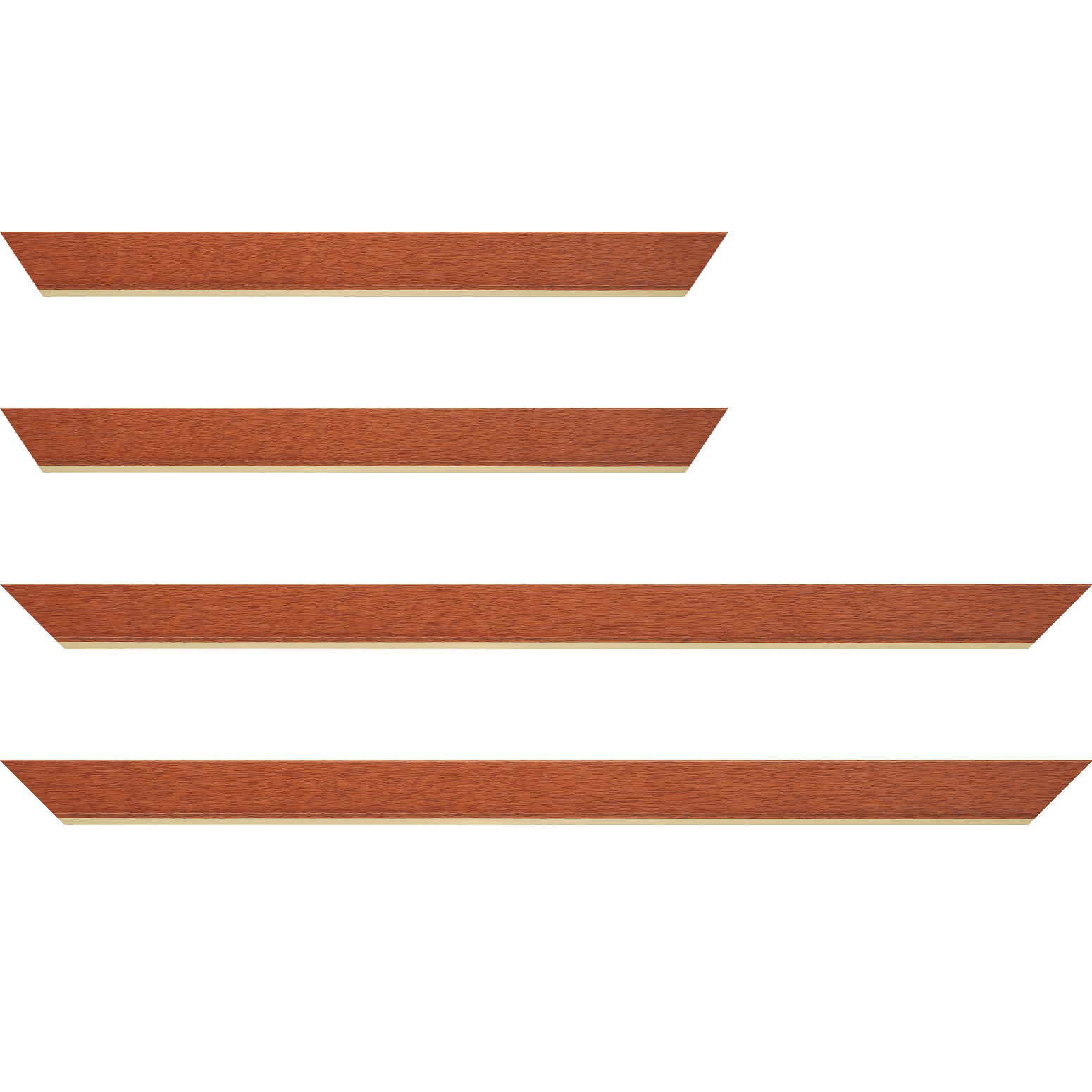 Baguette bois profil plat largeur 2.9cm couleur merisier filet or - 20x60
