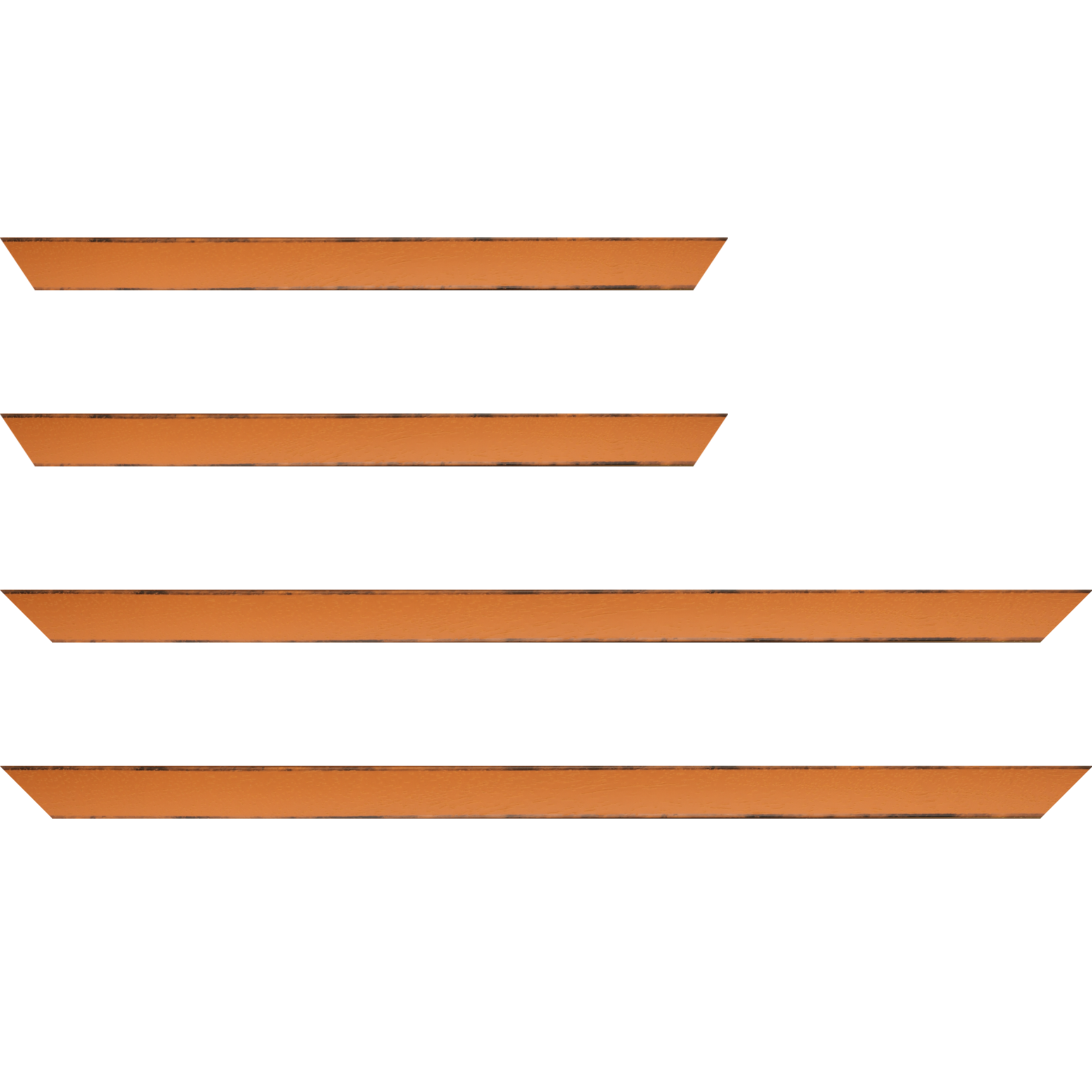 Baguette bois profil concave largeur 2.4cm couleur orange tonique  satiné  arêtes essuyés noircies de chaque coté - 59.4x84.1