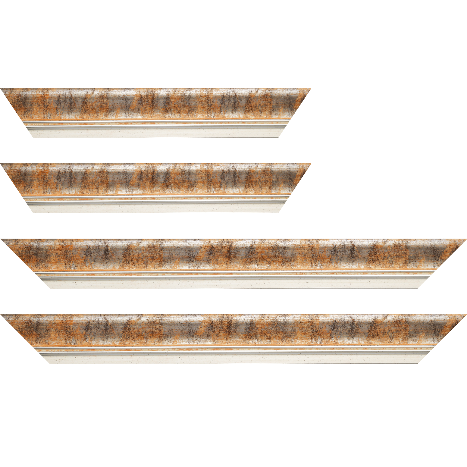 Baguette bois profil incurvé largeur 5.7cm de couleur orange fond argent marie louise blanche mouchetée filet argent intégré - 59.4x84.1
