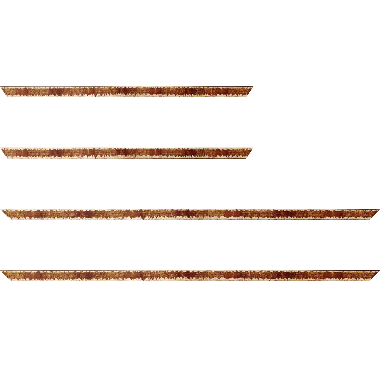 Baguette bois profil plat largeur 1.5cm couleur bordeaux fond or ,bord or déstructuré ( extérieur du cadre ton bois marron) - 41x27
