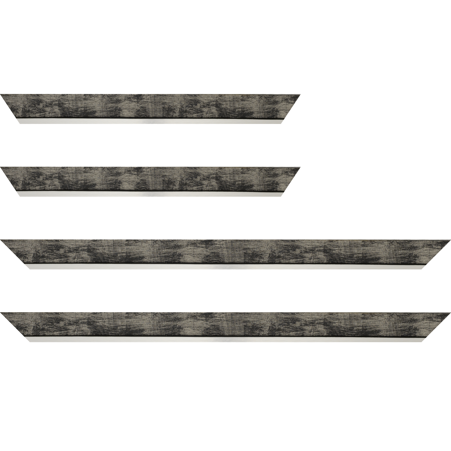 Baguette bois profil plat largeur 3.3cm couleur noir fond argent filet argent - 59.4x84.1