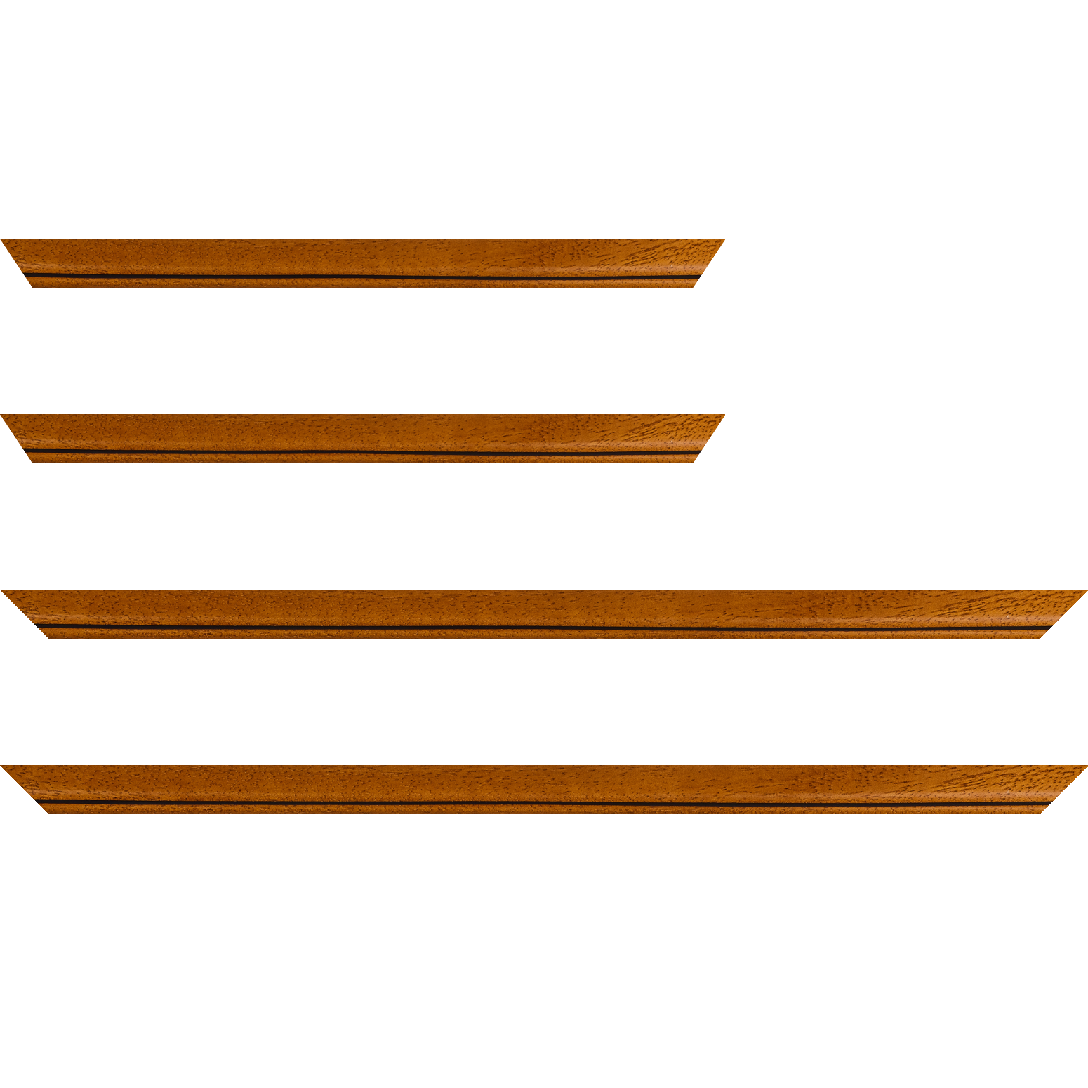 Baguette bois profil bombé largeur 2.4cm couleur marron ton bois satiné filet noir - 20x60