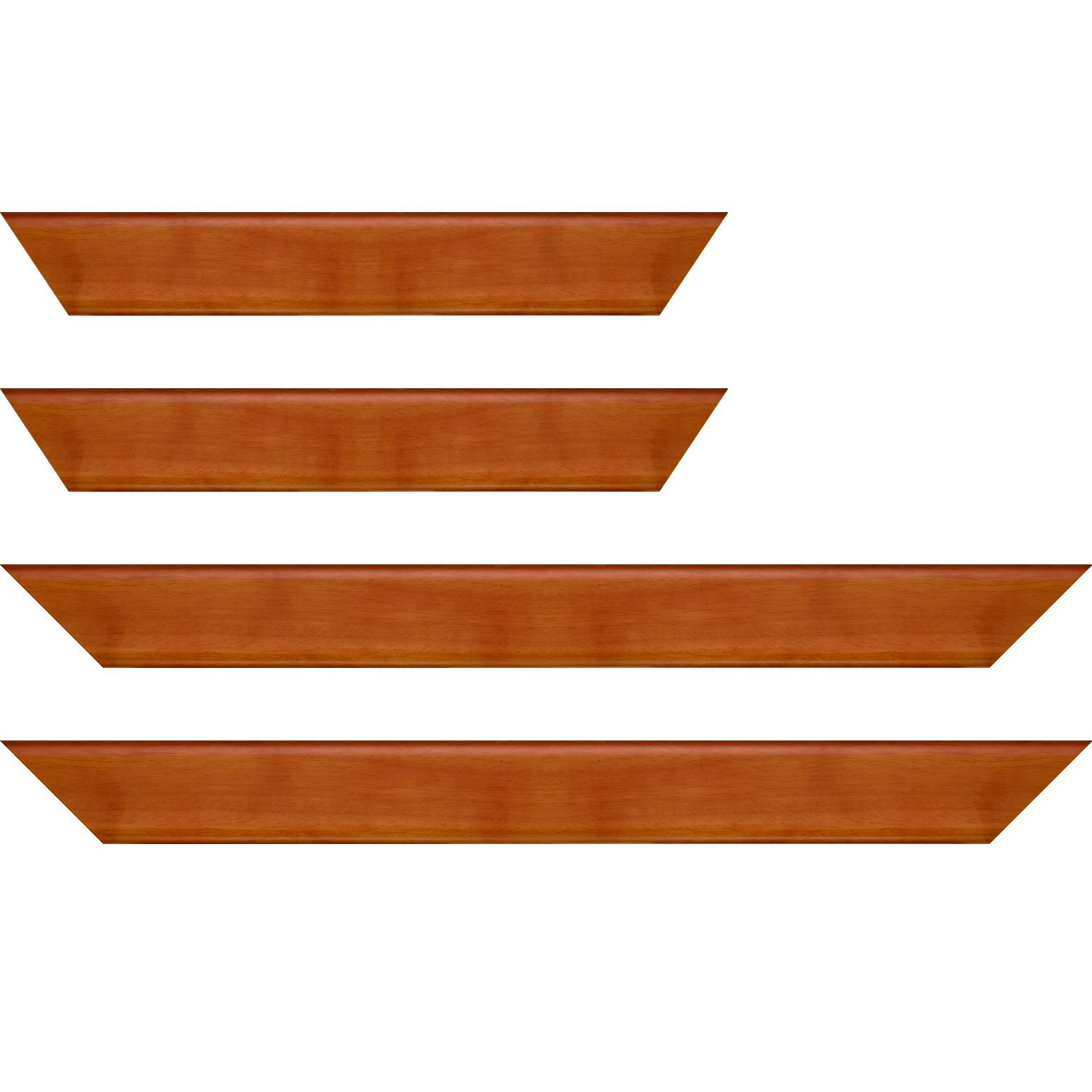 Baguette bois profil plat bord arrondi largeur 4.9cm de couleur mandarine