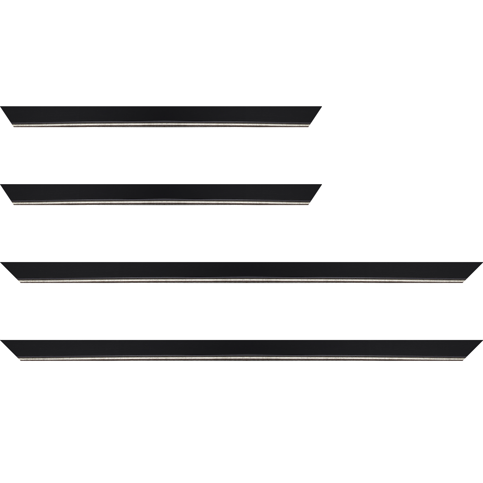 Baguette bois profil plat largeur 2.5cm couleur noir finition pore bouché filet argent - 59.4x84.1